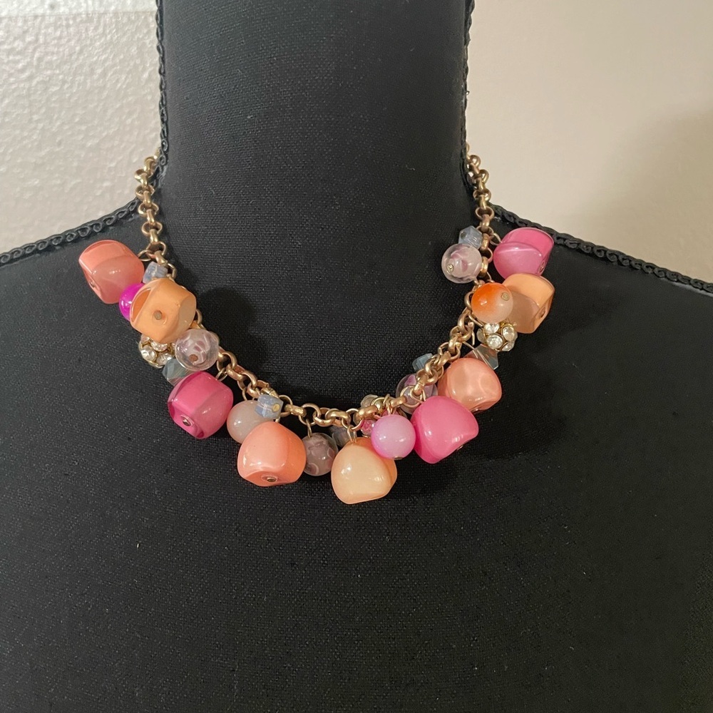 Charming Pink and Orange Beaded Necklace